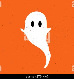 Piccolo fantasma carino. Un bel fantasma festeggia Halloween. Carino Ghost Vector illustrazioni per bambini ad Halloween Illustrazione Vettoriale