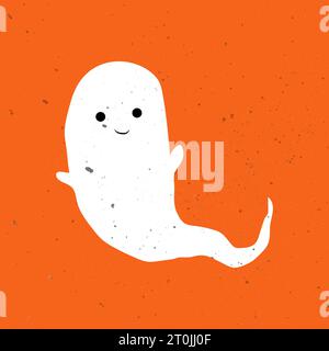 Piccolo fantasma carino. Un bel fantasma festeggia Halloween. Carino Ghost Vector illustrazioni per bambini ad Halloween Illustrazione Vettoriale