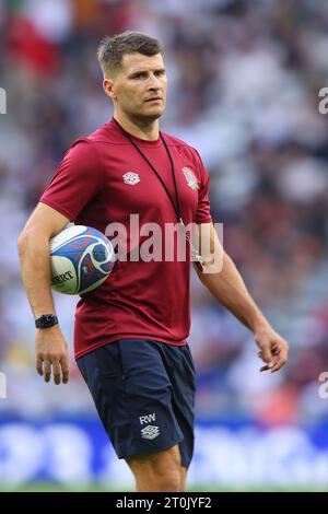 Lille, Francia. 7 ottobre 2023. L'assistente allenatore Richard Wigglesworth dell'Inghilterra prima della partita di Coppa del mondo di rugby 2023 allo Stade Pierre Mauroy, Lille. Il credito fotografico dovrebbe leggere: Paul Thomas/Sportimage Credit: Sportimage Ltd/Alamy Live News Foto Stock