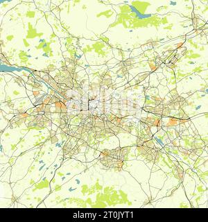 Mappa della città di Glasgow, Regno Unito Illustrazione Vettoriale