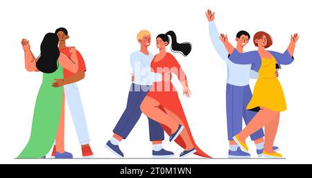 Coppie che ballano insieme vettoriale Illustrazione Vettoriale