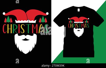 Happy Christmas Tshirt design Vector. Da utilizzare per T-shirt, tazze, adesivi, carte, ecc. Illustrazione Vettoriale