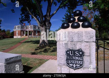 Cancello d'ingresso, cimitero nazionale di Fort Donelson, Tennessee Foto Stock