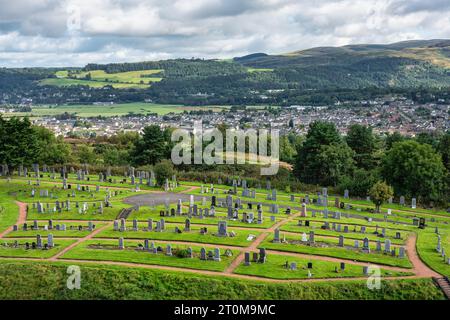 Antico cimitero ai piedi del castello di Stirling, vicino alla città, in Scozia. Foto Stock