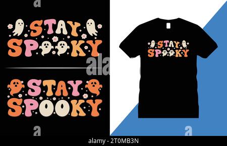 Felicità Halloween Tshirt Design Vector Graphic Funny Ghost Pumpkin for Men Women Kids Gift Shirt Illustrazione Vettoriale