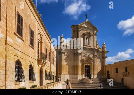 La Cattedrale dell'assunzione della Beata Vergine Maria in cielo nella Cittadella di Victoria a Gozo, Malta. Foto Stock