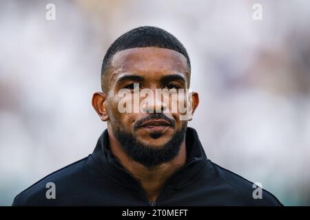 Torino, Italia. 7 ottobre 2023. Il difensore della Juventus Bremer (3) guarda durante la partita di serie A n.8 JUVENTUS - TORINO il 7 ottobre 2023 allo stadio Allianz di Torino, Piemonte, Italia. (Foto di Matteo Bottanelli/NurPhoto) credito: NurPhoto SRL/Alamy Live News Foto Stock