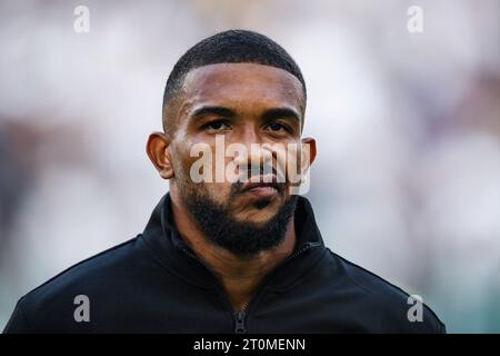 Torino, Italia. 7 ottobre 2023. Il difensore della Juventus Bremer (3) guarda durante la partita di serie A n.8 JUVENTUS - TORINO il 7 ottobre 2023 allo stadio Allianz di Torino, Piemonte, Italia. (Foto di Matteo Bottanelli/NurPhoto) credito: NurPhoto SRL/Alamy Live News Foto Stock