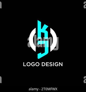 Idee per il design del logo con monogramma KJ Circle Illustrazione Vettoriale