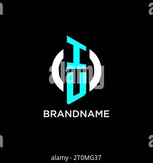 Idee di design del logo monogramma IU Circle Illustrazione Vettoriale