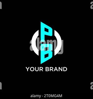 Idee per il design del logo con monogramma circolare PB Illustrazione Vettoriale