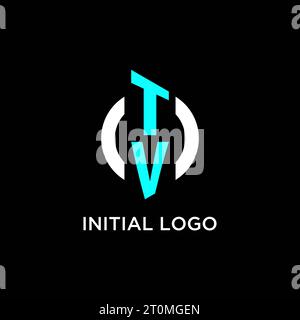 Idee per il design del logo del monogramma TV Circle Illustrazione Vettoriale