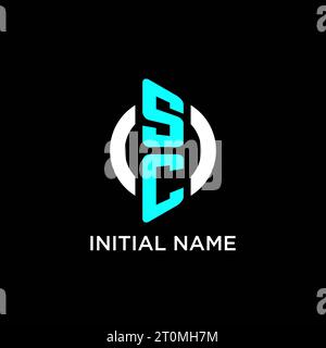 Idee di design del logo del monogramma SC Circle Illustrazione Vettoriale