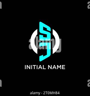 Idee per il design del logo con monogramma SJ Circle Illustrazione Vettoriale