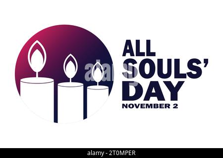 All Souls' Day. 2 novembre. Concetto di vacanza. Modello per sfondo, banner, scheda, poster con iscrizione di testo. Illustrazione vettoriale. Illustrazione Vettoriale