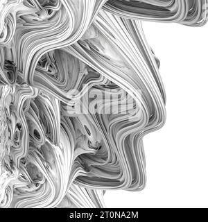 Forme d'onda 3d astratte. Colore grigio, sfondo bianco. illustrazione 3d, rendering 3d. Foto Stock