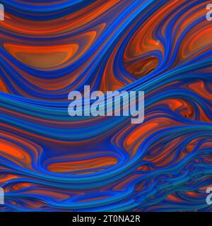 Forme d'onda 3d blu e arancione astratte, rendering 3D. illustrazione 3d. Foto Stock