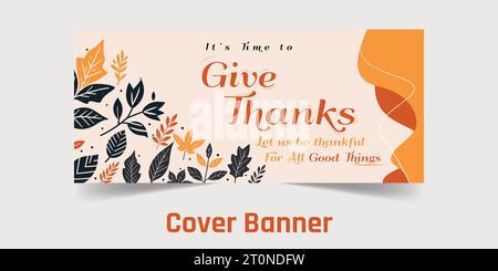 Design del banner di copertina della pagina del Ringraziamento, modello vettoriale per ringraziarlo Illustrazione Vettoriale