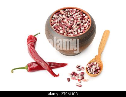 Fagioli in pentola e peperoni caldi Foto Stock