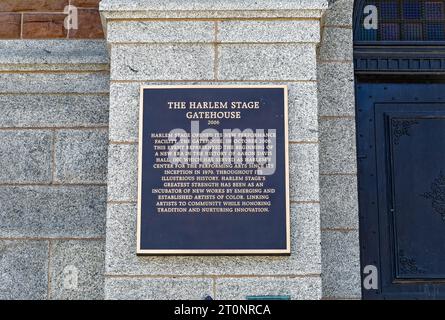 L'Harlem Stage at the Gatehouse occupa la 135th Street Gatehouse convertita a New York del sistema degli acquedotti di Croton. Foto Stock