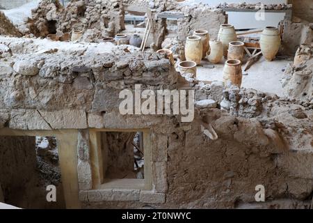 Sito archeologico di Akrotiri sull'isola greca delle Cicladi di Santorini-greca Foto Stock