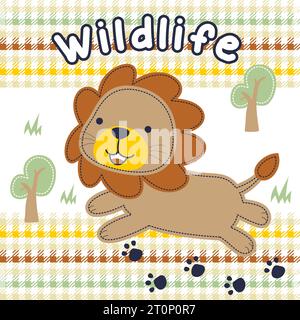 Divertente illustrazione vettoriale dei cartoni animati con leoni Illustrazione Vettoriale