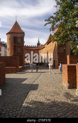 Il Barbican di Varsavia e le antiche mura della città, Varsavia, Polonia Foto Stock