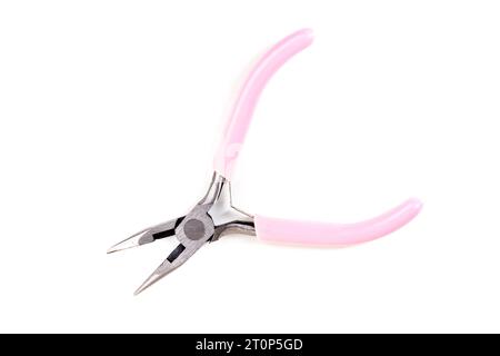 Piccole pinze per cordoni con manico in plastica rosa Foto Stock