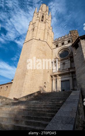 La Collegiata di St Felix è importante nella città catalana di Girona, Foto Stock