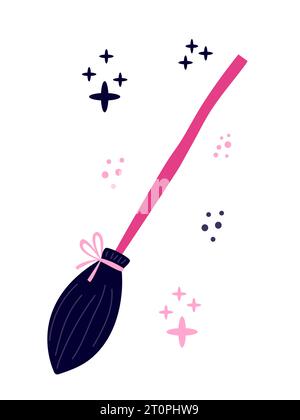 Stile cartoni animati da scopa rosa Illustrazione Vettoriale