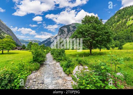 Il Große Ahornboden nella valle di Rißtal vicino all'Ing Alm in Austria. Foto Stock