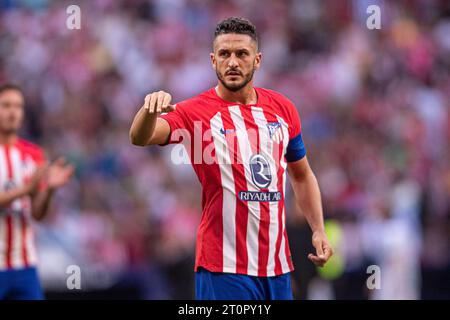 8 ottobre 2023; Metropolitano Stadium, Madrid, Spagna, spagnolo la Liga Football, Atletico Madrid contro Real Sociedad; Koke dell'Atletico Foto Stock