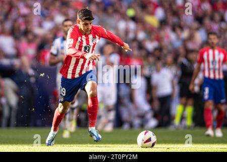 8 ottobre 2023; Metropolitano Stadium, Madrid, Spagna, spagnolo la Liga Football, Atletico Madrid contro Real Sociedad; Alvaro Morata Foto Stock