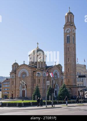 Banja Luka, Bosnia ed Erzegovina - 7 ottobre 2023: Cattedrale di Cristo Salvatore. Una passeggiata nel centro di Banja Luka. Srpska Repubblica di Bos Foto Stock