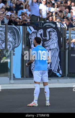 Roma, 08 Ott, 2023 Valentin Castellanos della SS Lazio giubilita dopo aver segnato il gol 2-0 all'undicesimo minuto della partita Lazio vs Atalanta serie A credito: Roberto Ramaccia/Alamy Live News Foto Stock