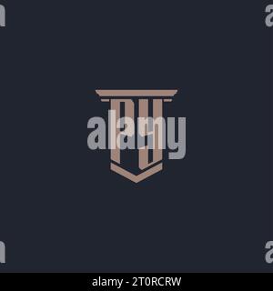 Logo monogramma PY iniziale con design a colonna Illustrazione Vettoriale