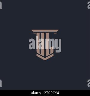 Logo monogramma iniziale UL con design a colonna Illustrazione Vettoriale