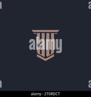 Logo monogramma iniziale YU con design a colonna Illustrazione Vettoriale