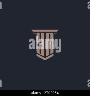 Logo monogramma iniziale YR con design a colonna Illustrazione Vettoriale