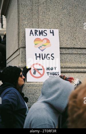 Serie di immagini scattate durante una protesta per il controllo delle armi a St Paul, Minnesota Foto Stock