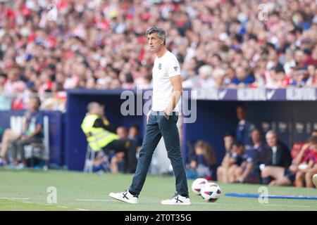 Madrid, Spagna. 8 ottobre 2023. Imanol Alguacil (Sociedad) calcio/calcio : partita spagnola "LaLiga EA Sports" tra il Club Atletico de Madrid 2-1 Real Sociedad allo stadio Civitas Metropolitano di Madrid, Spagna. Crediti: Mutsu Kawamori/AFLO/Alamy Live News Foto Stock