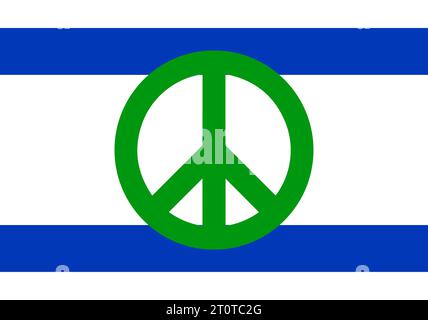 Simbolo verde della pace israeliana - resta con Israele. Bandiera vettoriale israeliana. Concetto di crisi militare israeliana e Hamas, conflitto tra Israele e Gaza Stri Illustrazione Vettoriale