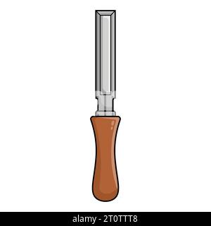 Icona dello strumento scalpello in stile cartone animato isolata su sfondo bianco illustrazione vettoriale Illustrazione Vettoriale