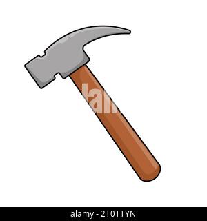 Icona Hammer in stile cartone animato isolata su sfondo bianco. Illustrazione del vettore di stock dei simboli degli strumenti. Illustrazione Vettoriale