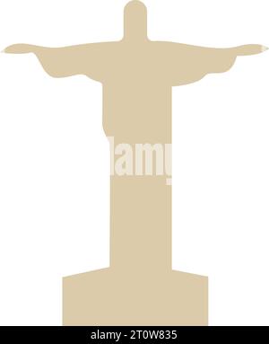 Semplice silhouette piatta beige del CRISTO REDENTORE, RIO DE JANEIRO Illustrazione Vettoriale