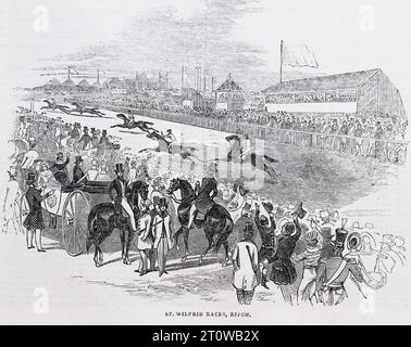 Agosto 1844. St Corse del Wilfrid's Feast Day all'ippodromo di Ripon. Illustrazione in bianco e nero dal London Illustrated News; 1844. Foto Stock