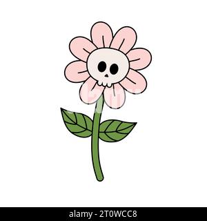 Fiore retrò con teschio Illustrazione Vettoriale