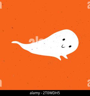 Piccolo fantasma carino. Un bel fantasma festeggia Halloween. Carino Ghost Vector illustrazioni per bambini ad Halloween Illustrazione Vettoriale