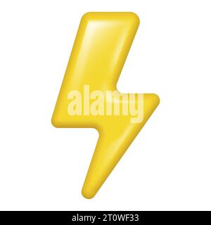 3d Realistic Lightning Bolt isolato su sfondo bianco. Illustrazione vettoriale. EPS 10. Illustrazione Vettoriale