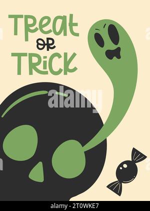 Poster della festa di Halloween e disegno della scheda di invito Illustrazione Vettoriale
